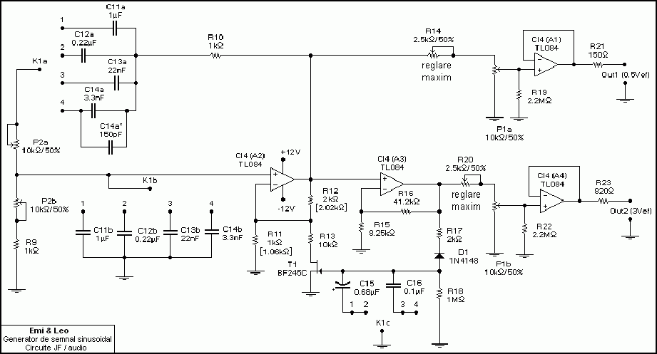 schemă circuit generator AF