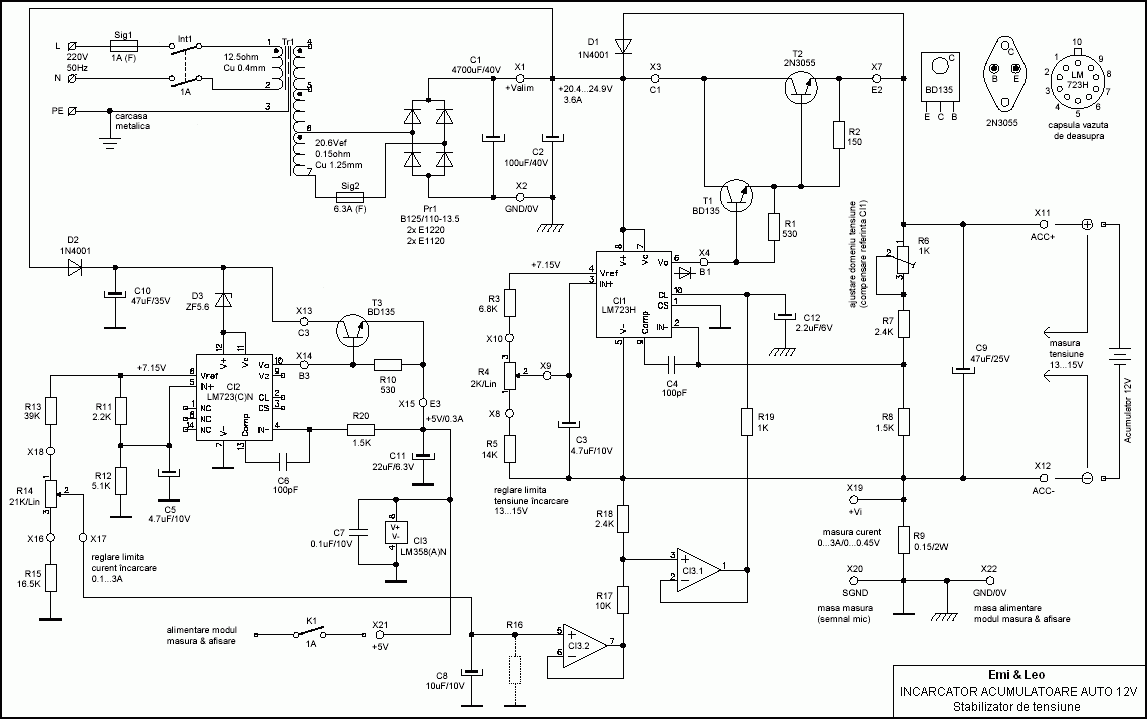 schemă circuit stabilizator de tensiune
