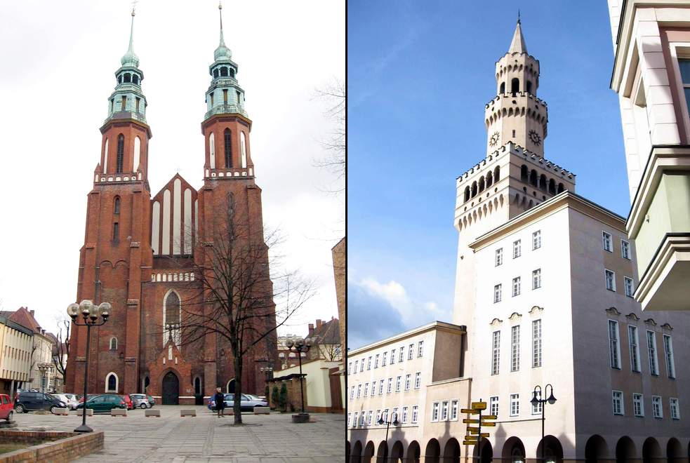 Opole - catedrala și palatul administrativ